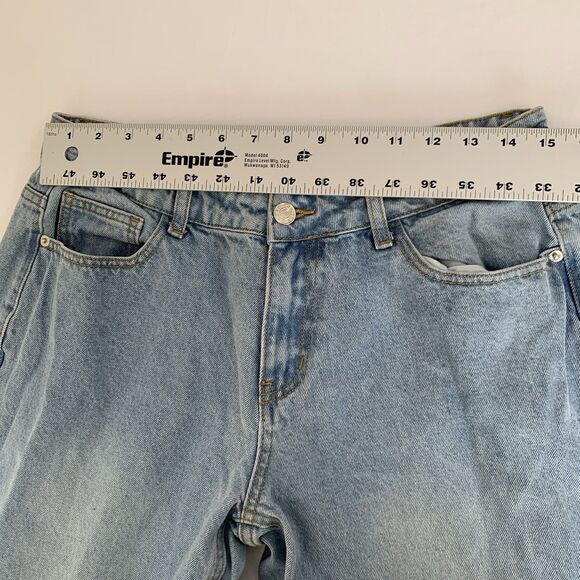 White Fox Jeans Women M Wide Leg Light Wash Blue Denim Distressed 30x31 Baggy - Picture 7 of 11